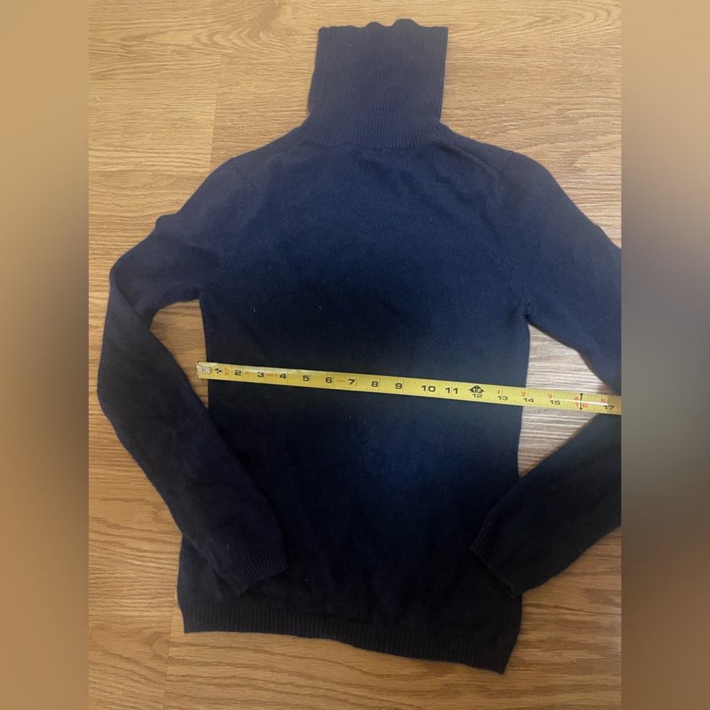 Navy Blue 100% Cashmere Turtleneck Sweater - Picture 5 of 6